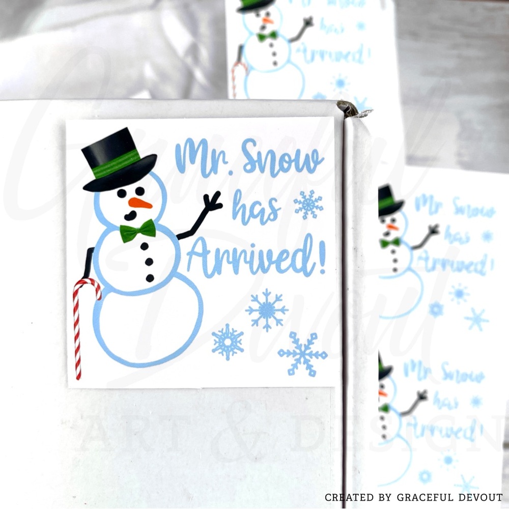 ❄️Mr. Snow Has Arrived - 2" (inches) (48ct.) Stickers - Picture 4 of 5